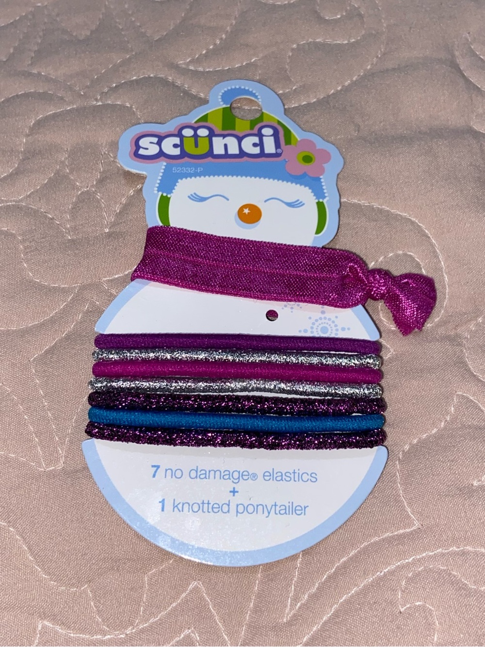 Scunci Glitter Hair Elastics 7 no damage elastics & 1 knotted ponytailer New